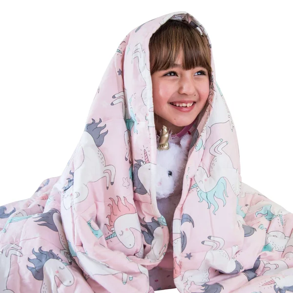 Luna Kids Weighted Blanket - Individual Use - 10 lbs - 41x60 - Twin Size Bed, 100% Oeko-tex Certified Cooling Cotton & Glass Be