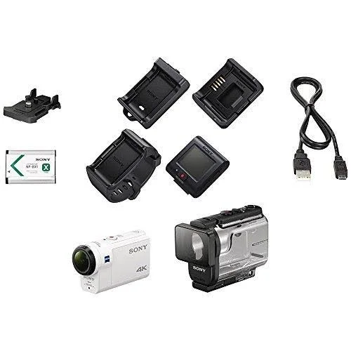 Sony FDR-X3000R 4K Action Camera with Live View Remote + Outdoor Action Kit & Accessory Bundle