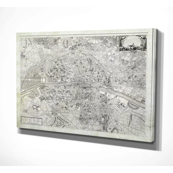 WexfordHome &Parisian Sketch Map II& Graphic Art Print on Wrapped Canvas - Size: 30x22 H x 40x22 W x 1.5x22 D