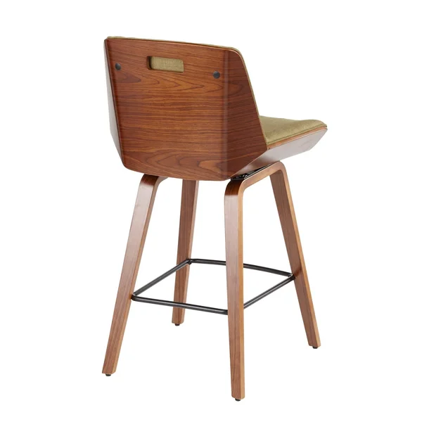 LumiSource Corazza Mid-Century Modern Counter Stool, Walnut/Green