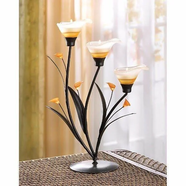 Amber Lilies Tealight Candle Holder