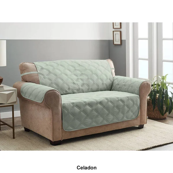 Innovative Textile Solutions 1-Piece Hampton Diamond Secure Fit Sofa Furniture COVER, Celadon