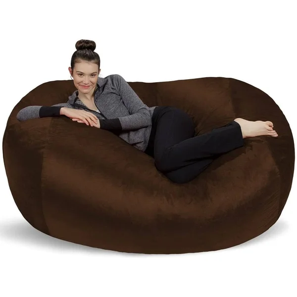 6-Foot Bean Bag Lounger Large Memory Foam Bag Chair Lounger - Black