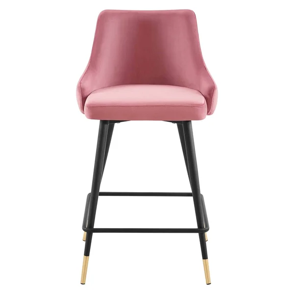 Modway Adorn Performance Velvet Counter Stool Set of 2 - Dusty Rose