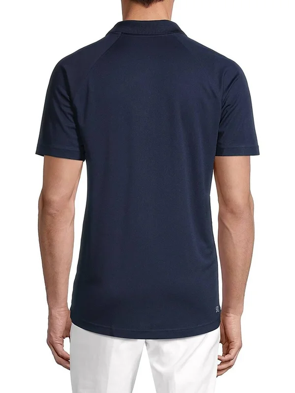 Lacoste Men's Ribbed Collar Raglan-Sleeve Polo - Navy - Size XL