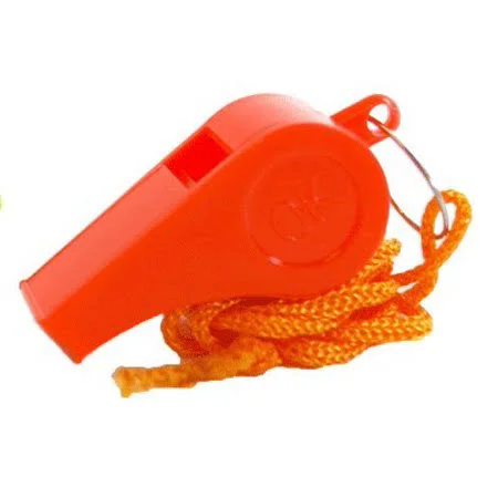 Bulk Lot of 100 New Safety Plastic Whistle with Lanyard Orange/Yellow, 100 Whistles Bulk Pack by Blue Ty