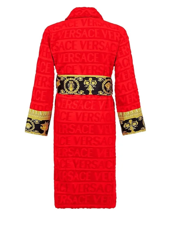 Versace Men's Barocco Sleeve Robe - Gold, Men's, XL