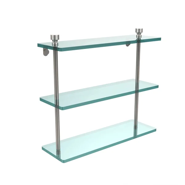 Allied Brass Foxtrot Collection 16 inch Triple Tiered Glass Shelf Antique Pewter