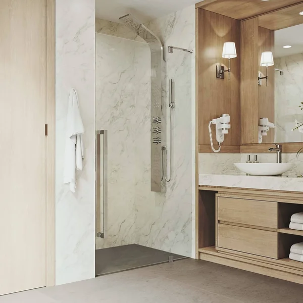 Vigo Industries Cameo 36x22 Adjustable Frameless Pivot Shower DOOR, Chrome, VG6076CHCL3674