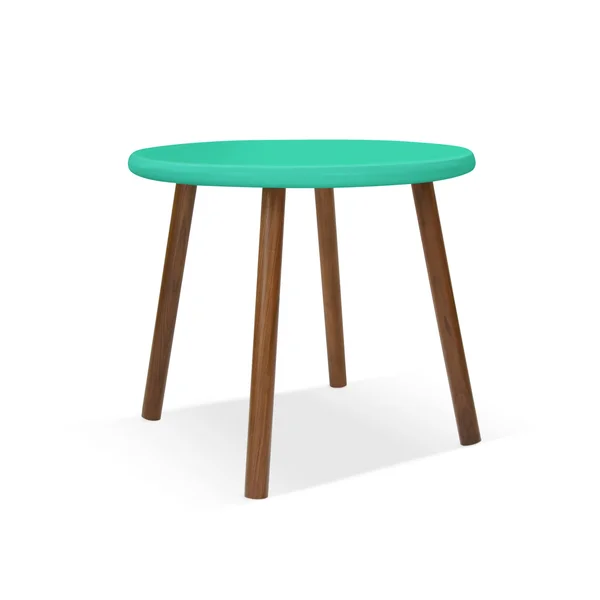 Peewee Round Kids Table, Walnut/Mint, 23.5x22 Small
