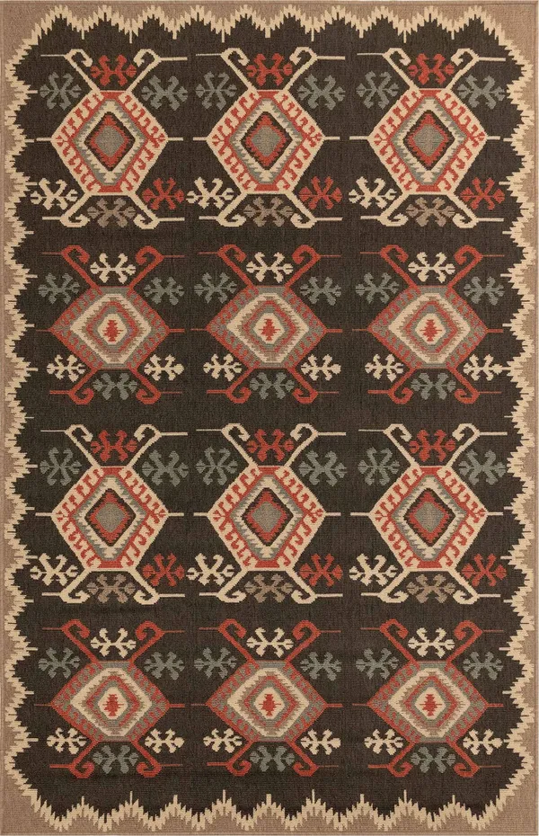 Liora Manne Riviera Kilim Indoor Outdoor Area Rug Black - 7&10x22 Square