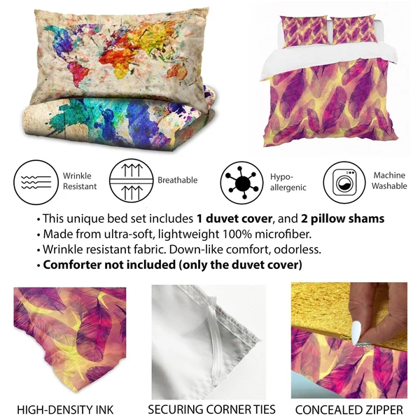 Designart &Leaves & Brunches of Tropical Plants & Trees& Tropical Bedding Set - Duvet Cover & Shams - Twin Cover + 1