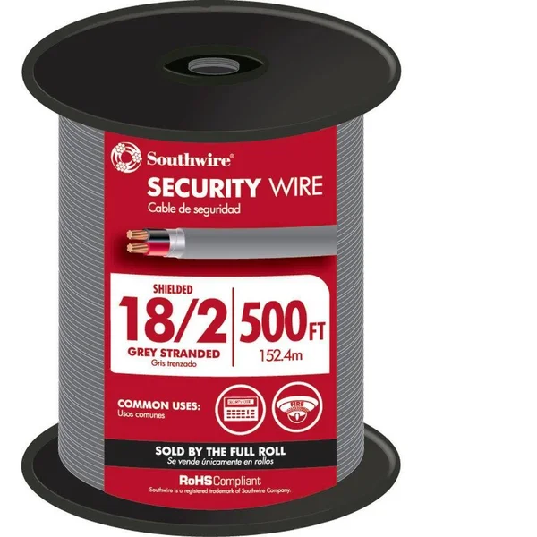 Southwire 57573144 18/2 Shielded CMR/CL3R - 7Str Gray - 500 ft