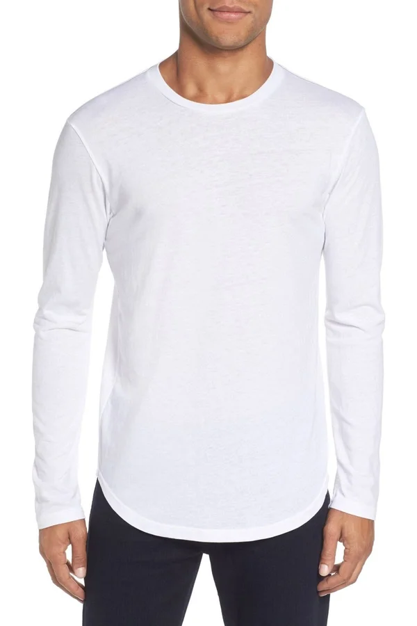 Goodlife Men's Tri-Blend L/S Scallop Crewneck T-Shirt - White