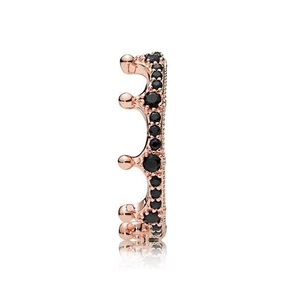 Pandora Rose Crystal Black Sparkling Crown Ring