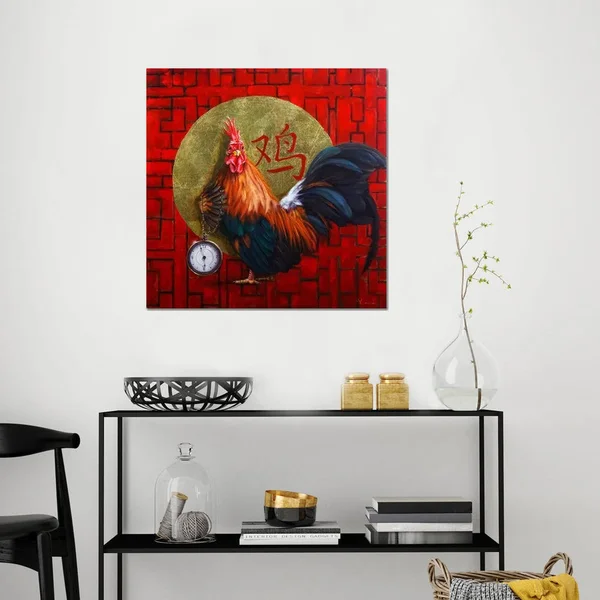Lucia Heffernan Paintings Canvas Art Prints - Keeper of Time ( Animal Art > Farm Animals > Chickens & roosters art)