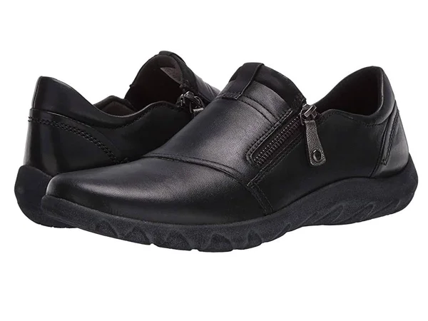 Rockport Women's Cobb Hill Amalie Zipper Slip-On, Size: 10, Black Leather
