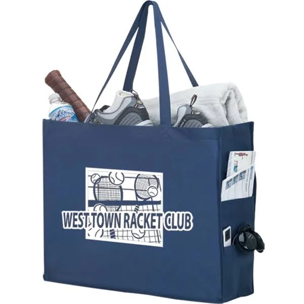 100 Pcs Side Pocket Tote Bag - Screen Print - 20" x 16"