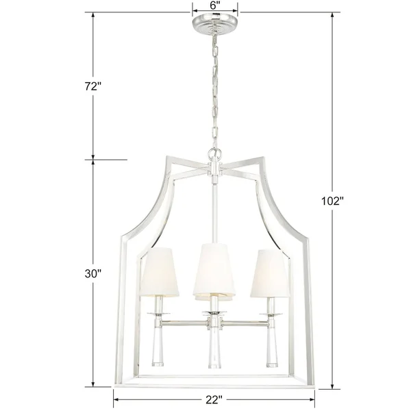 Crystorama 8864-PN Baxter 4 Light Chandelier - Polished Nickel
