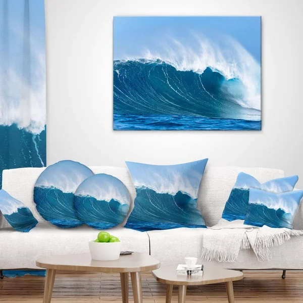 Designart - Sky Hitting Ocean Waves - Seascape Canvas Art Print - 20 in. Wide x 12 in. High