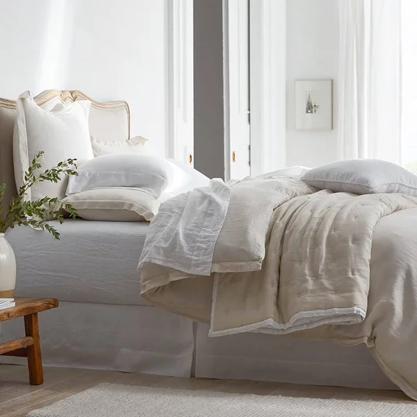 The Company Store Legends Hotel Relaxed Cinder Solid Queen Linen Duvet Cover