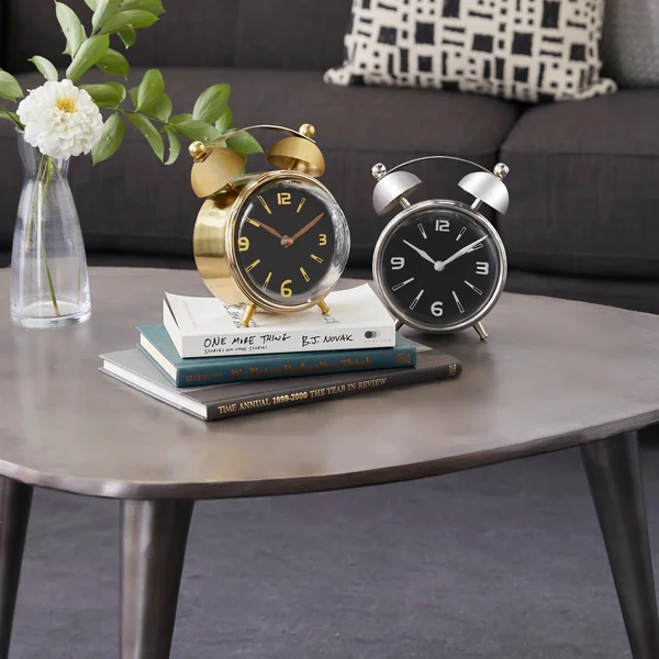 Litton Lane Multi Colored Stainless Steel Contemporary Analog Tabletop Clock (Set of 2)