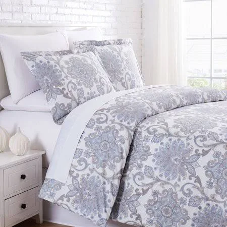 Serenity 300 Thread-Count Cotton Sateen Duvet Cover Sets - Adult Unisex, Size: Full/Queen, Blue