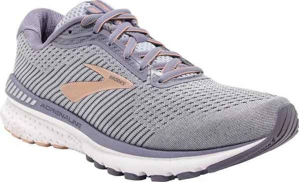 Brooks Women's Adrenaline GTS 20, Grey/Pale Peach, 5 Wide
