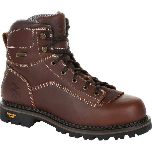 Georgia Boot Men's Amp LT Logger Low Heel Waterproof Work Boot - GB00270, Brown