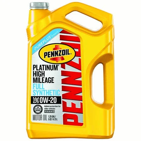 (3 Pack) Pennzoil Platinum High Mileage 0W-20 Full Synthetic Motor Oil, 5 qt
