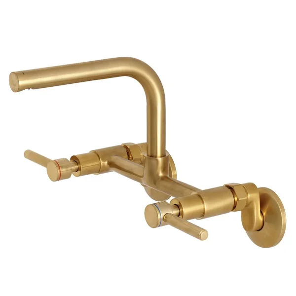 Kingston Brass KS812PB Concord 8x22 Adjustable Center Wall Mount Kitchen Faucet - Polished Brass