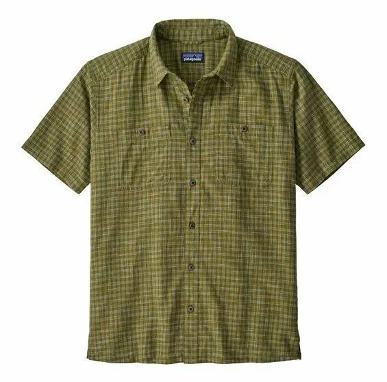Patagonia Men's Back Step Shirt Ikat Net: Palo Green - XXL