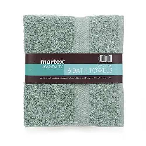 Martex Commercial Bath Towel, Aqua, Pack of 6