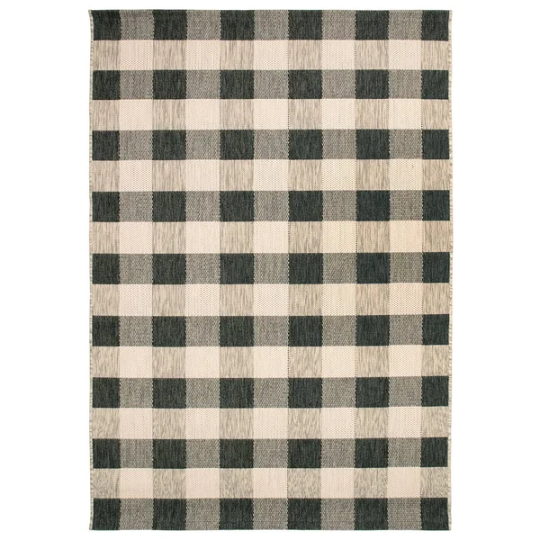 Trans Ocean Portofino Texture Plaid Area Rug, Black, 7&10x22 x 9&10x22 Rectangle
