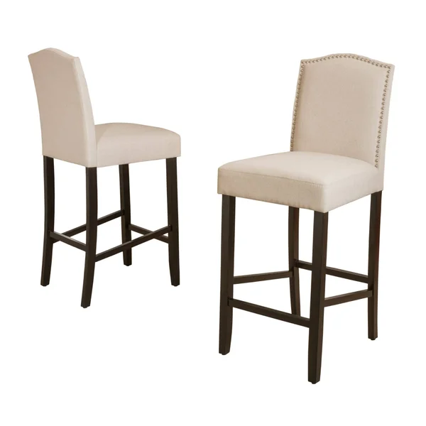 Set of 2 Ivory and Black Contemporary Bar Stools 45x22