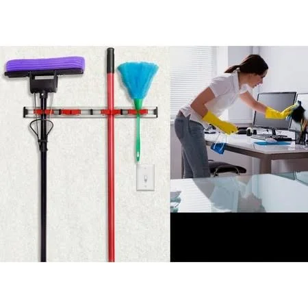 Alpine Industries Alp498-4-3Pk Mop and Broom Holder - 4 Holders and 5 H