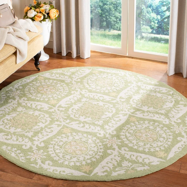 Safavieh Chelsea HK356B Green - Beige Rug 8& x 8& Round
