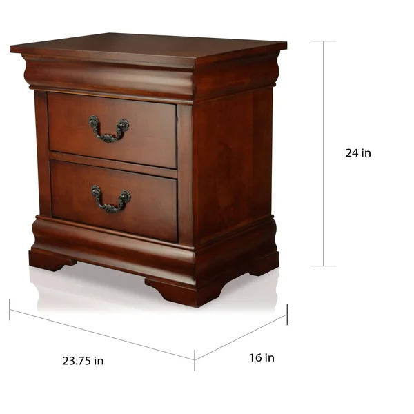 Furniture of America Foss English Cherry Solid Wood Nightstand - Brown Cherry - 2-Drawer