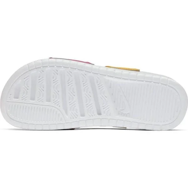 Nike Women's Benassi Duo Ultra Slide Sandals, Pink/White/Orange - Size 11.0