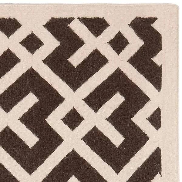 Safavieh DHU552C Dhurries Area Rug, Brown/Ivory: 5-ft x 8-ft