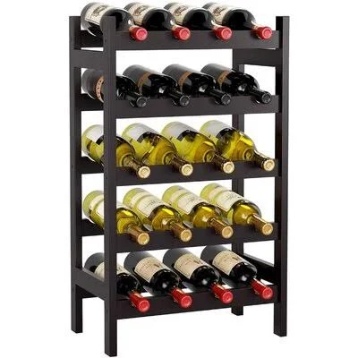 Bamboo Wine Rack, Floor Wine Storage Rack, 20 Bottles Holder, Freestanding Display Rack for Kitchen, Pantry, cellar Prep & S