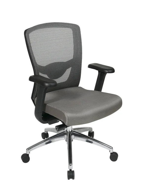 Office Star Pro-Line II Series Mid-Back Mesh Desk Chair, Grey/Black