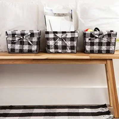 Chicken Wire and Buffalo Check Baskets 3-Pc. Set