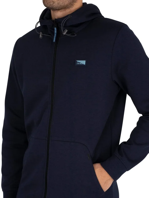 Jack & Jones Mens&s Air Zip Hoodie, Navy Blazer, AIR-ZIPHOOD, Size: L