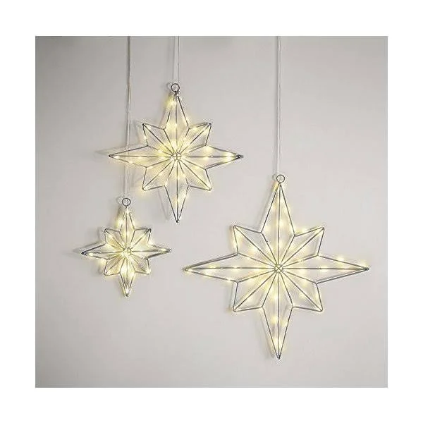 Lamplust Pre-Lit Lighted LED Star Indoor/Outdoor Use Timer Option Warm White Lights 16 inch - for Christmas Tree Window and Wall
