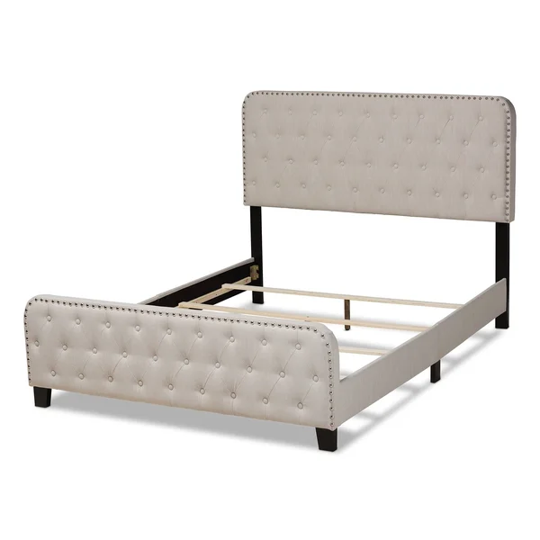 Annalisa Modern Transitional Fabric Upholstered Panel Bed Grey