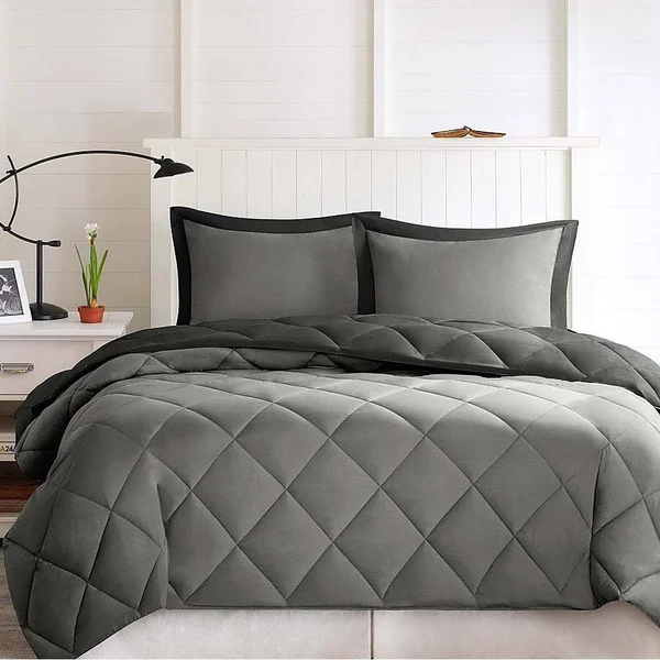 Porch & den McCloy Reversible Down Alternative Comforter Mini Set - Black/Grey - King