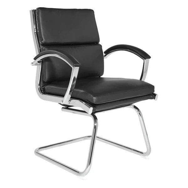 Work Smart Mid-Back Faux Leather Visitor's Chair in Black