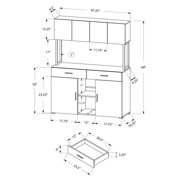 Offex Contemporary 48x22L HollowCore OfficeStorage Credenza-White/Silver - White, Silver - Legal, 47.25" x 16.25" x 60"