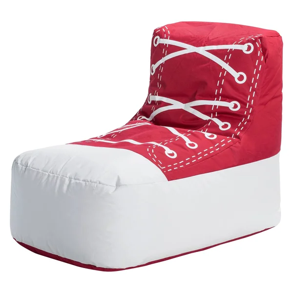 Gouchee Home Chuck Collection Contemporary Polyester Upholstered Oversized Bean Bag Chair, Red/White